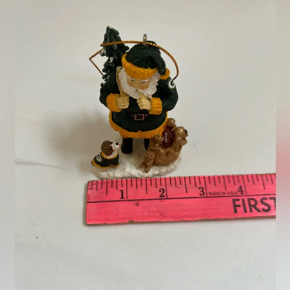 Green Bay Packers Santa Dog Christmas Ornament Limited Edition Box Hologram